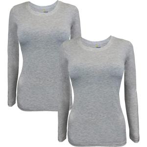 Natural Uniforms Women’s Under Scrub Tee Crew Neck Long Sleeve T-Shirt Pack of 2 – Multi Pack of 2(Heather Charcoal)