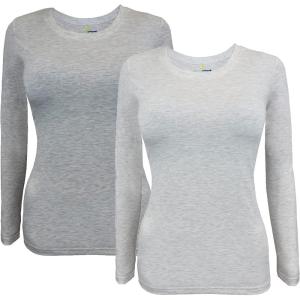 Natural Uniforms Women’s Under Scrub Tee Crew Neck Long Sleeve T-Shirt Pack of 2 – Multi Pack of 2(Heather Charcoal/ Heather Grey)