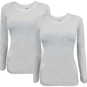Natural Uniforms Women’s Under Scrub Tee Crew Neck Long Sleeve T-Shirt Pack of 2 – Multi Pack of 2(Heather Grey)