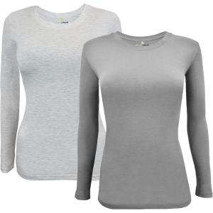 Natural Uniforms Women’s Under Scrub Tee Crew Neck Long Sleeve T-Shirt Pack of 2 – Multi Pack of 2(Heather Grey/Grey)