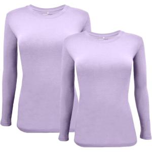 Natural Uniforms Women’s Under Scrub Tee Crew Neck Long Sleeve T-Shirt Pack of 2 – Multi Pack of 2(Lavender)