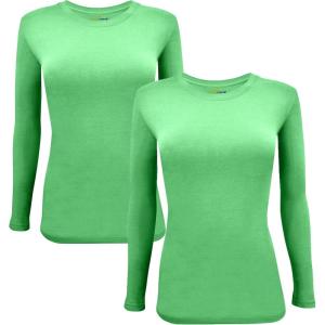 Natural Uniforms Women’s Under Scrub Tee Crew Neck Long Sleeve T-Shirt Pack of 2 – Multi Pack of 2(Light Green)