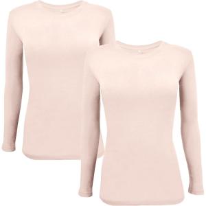 Natural Uniforms Women’s Under Scrub Tee Crew Neck Long Sleeve T-Shirt Pack of 2 – Multi Pack of 2(Nude)