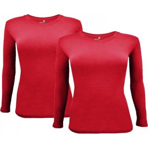 Natural Uniforms Women’s Under Scrub Tee Crew Neck Long Sleeve T-Shirt Pack of 2 – Multi Pack of 2(Red)