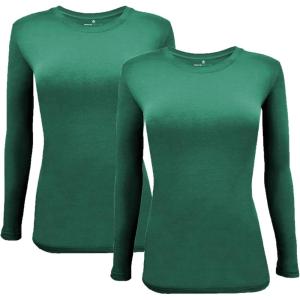 Natural Uniforms Women’s Under Scrub Tee Crew Neck Long Sleeve T-Shirt Pack of 2 – Multi Pack of 2(True Hunter Green)