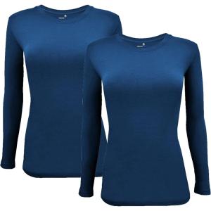 Natural Uniforms Women’s Under Scrub Tee Crew Neck Long Sleeve T-Shirt Pack of 2 – Multi Pack of 2(True Navy Blue)