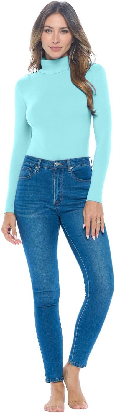 imageNatural Uniforms Long Sleeve Turtle Neck Body SuitBreathable Cotton StretchAqua