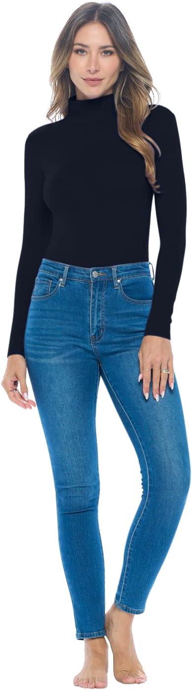 imageNatural Uniforms Long Sleeve Turtle Neck Body SuitBreathable Cotton StretchBlack