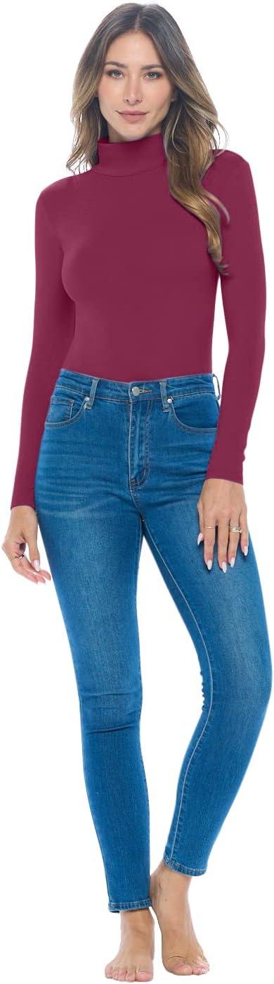 imageNatural Uniforms Long Sleeve Turtle Neck Body SuitBreathable Cotton StretchBurgundy