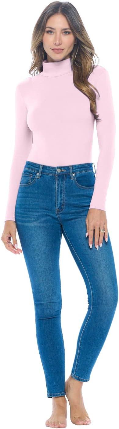 imageNatural Uniforms Long Sleeve Turtle Neck Body SuitBreathable Cotton StretchPink