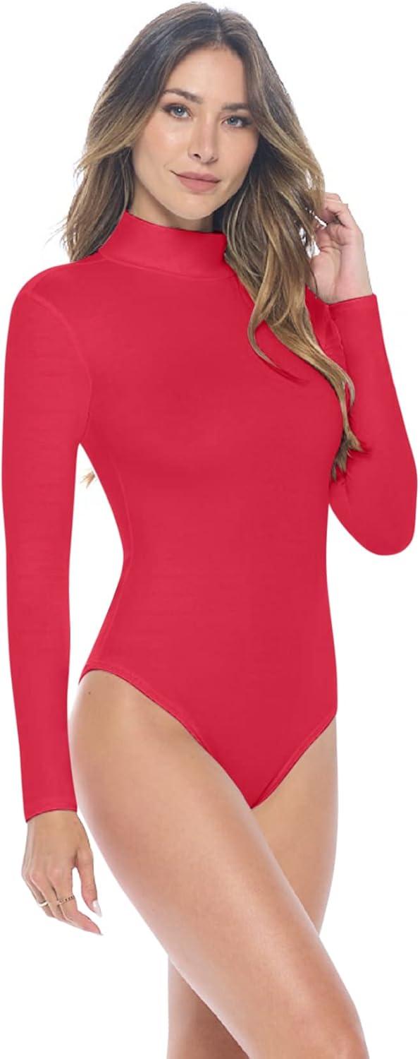 imageNatural Uniforms Long Sleeve Turtle Neck Body SuitBreathable Cotton StretchRed