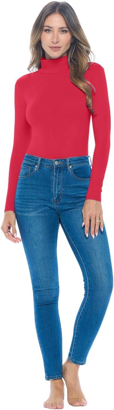 imageNatural Uniforms Long Sleeve Turtle Neck Body SuitBreathable Cotton StretchRed