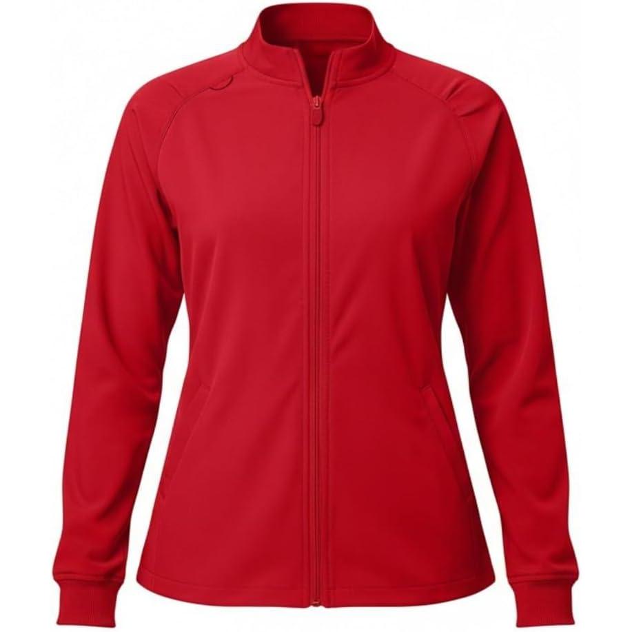 imageNatural Uniforms Womens ZipFront Raglan WarmUp Jacket  4Way Stretch MoistureWicking Modern FitMedical Scrubs JacketRed