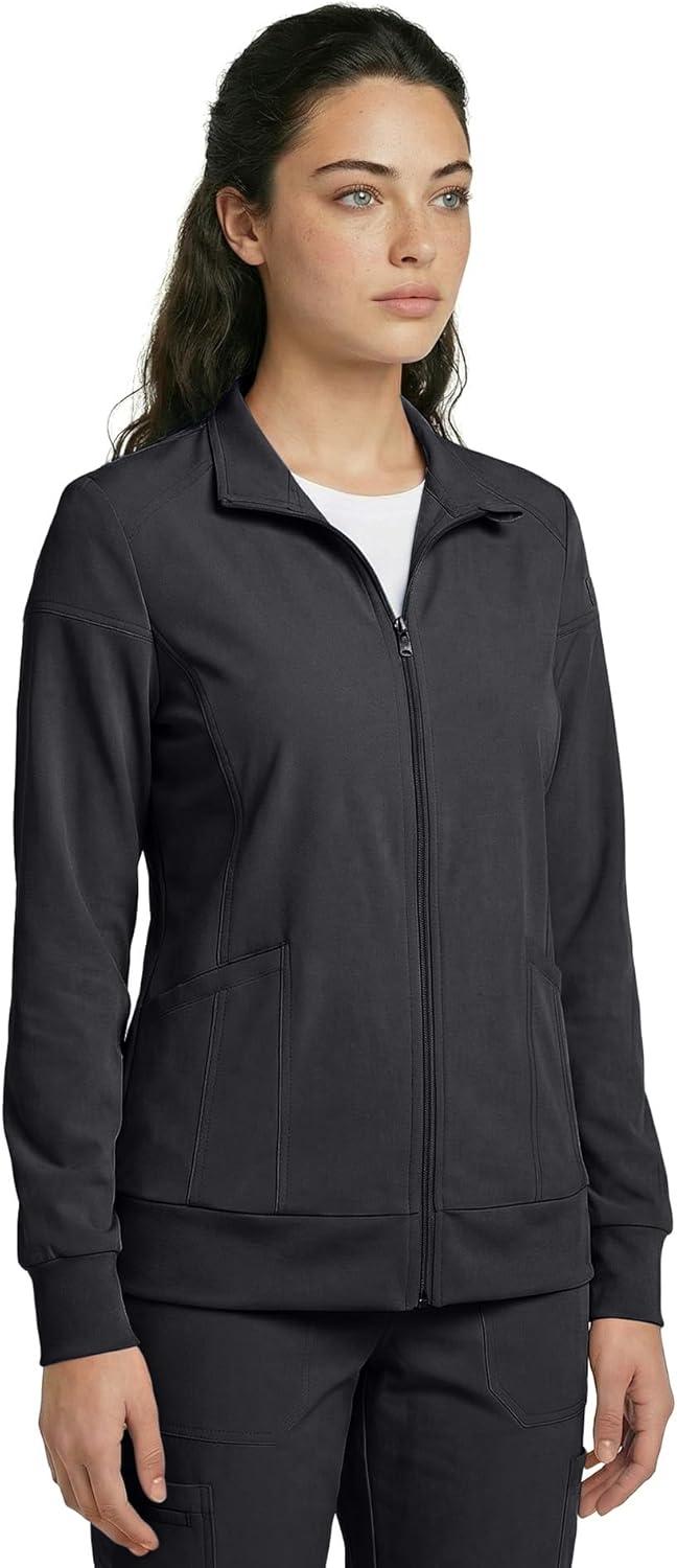 imageNatural Uniforms Womens ZipFront WarmUp Jacket 4Way Stretch MoistureWicking Contemporary FitMedical Scrubs JacketBlack