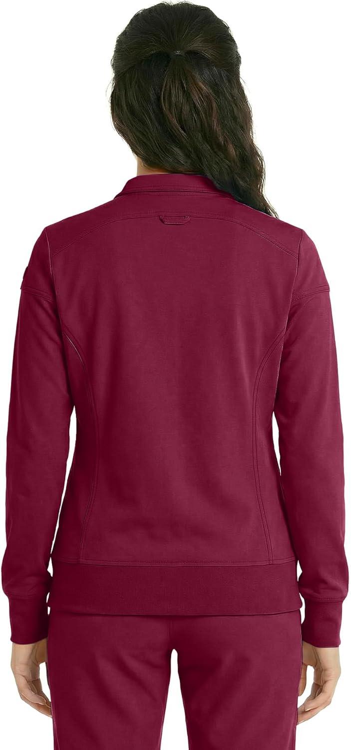imageNatural Uniforms Womens ZipFront WarmUp Jacket 4Way Stretch MoistureWicking Contemporary FitMedical Scrubs JacketBurgundy
