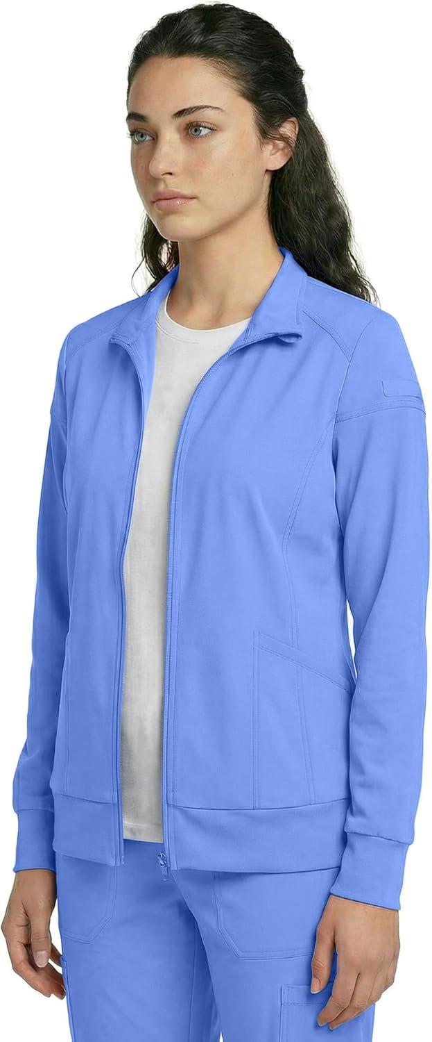 imageNatural Uniforms Womens ZipFront WarmUp Jacket 4Way Stretch MoistureWicking Contemporary FitMedical Scrubs JacketCeil Blue