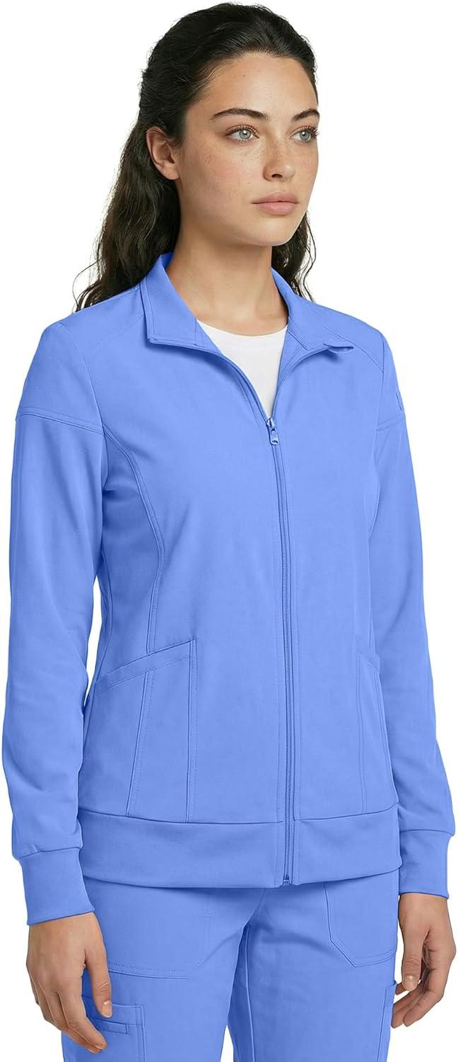 imageNatural Uniforms Womens ZipFront WarmUp Jacket 4Way Stretch MoistureWicking Contemporary FitMedical Scrubs JacketCeil Blue