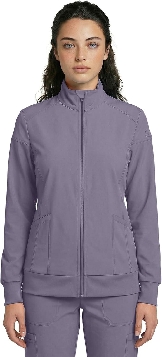 imageNatural Uniforms Womens ZipFront WarmUp Jacket 4Way Stretch MoistureWicking Contemporary FitMedical Scrubs JacketCharcoal