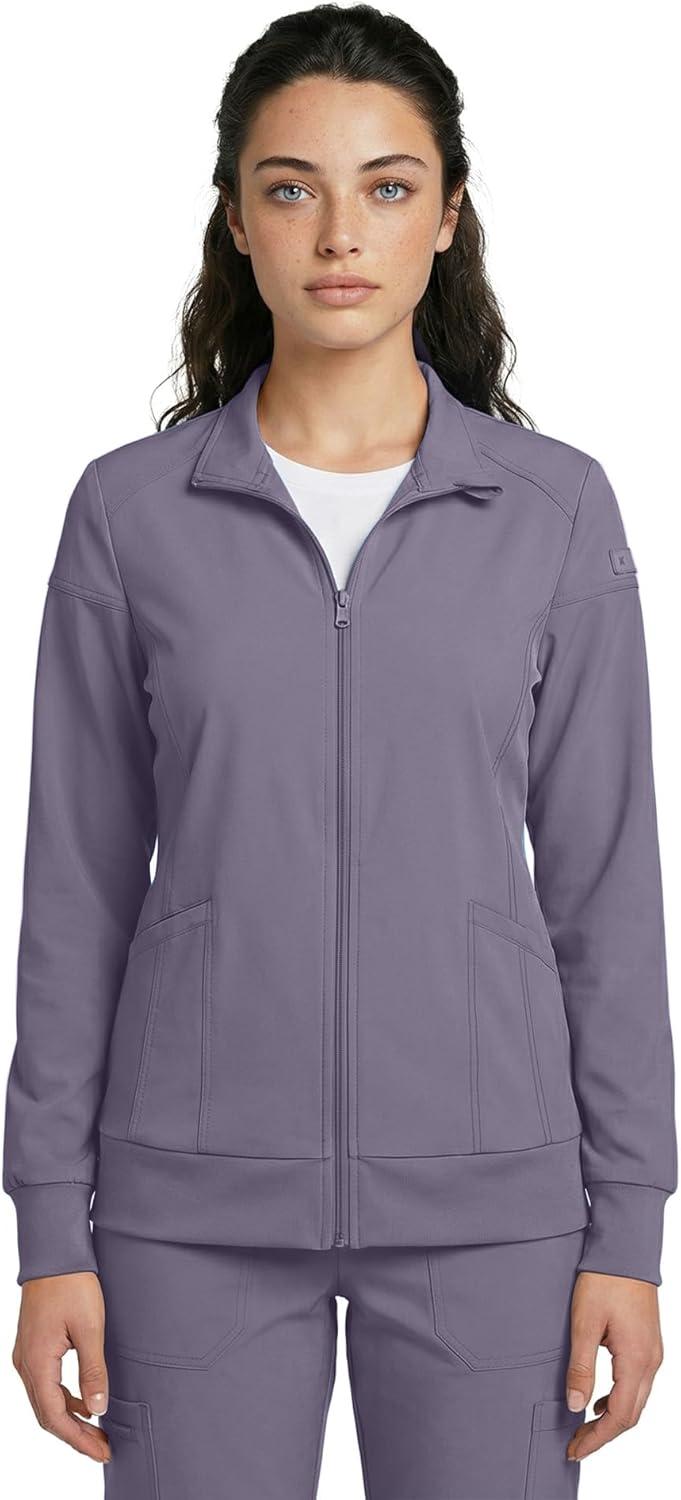 imageNatural Uniforms Womens ZipFront WarmUp Jacket 4Way Stretch MoistureWicking Contemporary FitMedical Scrubs JacketCharcoal