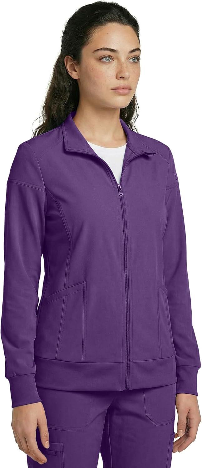 imageNatural Uniforms Womens ZipFront WarmUp Jacket 4Way Stretch MoistureWicking Contemporary FitMedical Scrubs JacketEggplant