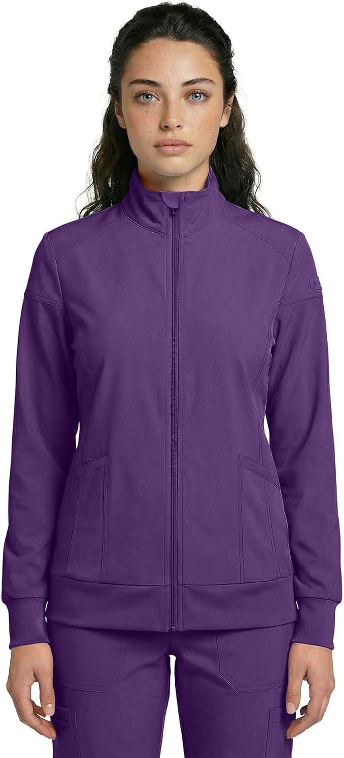 imageNatural Uniforms Womens ZipFront WarmUp Jacket 4Way Stretch MoistureWicking Contemporary FitMedical Scrubs JacketEggplant