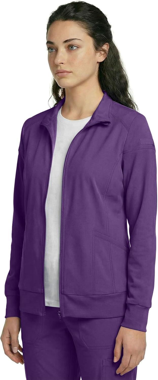 imageNatural Uniforms Womens ZipFront WarmUp Jacket 4Way Stretch MoistureWicking Contemporary FitMedical Scrubs JacketEggplant