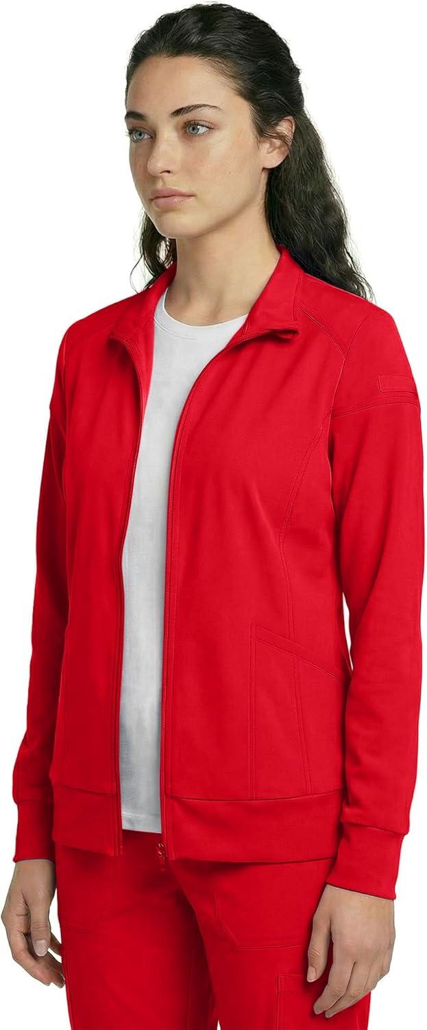 imageNatural Uniforms Womens ZipFront WarmUp Jacket 4Way Stretch MoistureWicking Contemporary FitMedical Scrubs JacketRed
