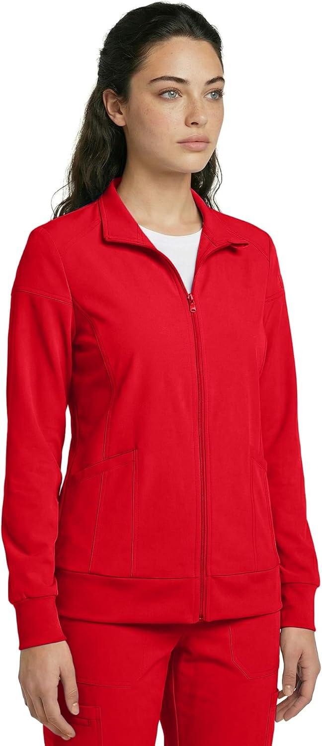 imageNatural Uniforms Womens ZipFront WarmUp Jacket 4Way Stretch MoistureWicking Contemporary FitMedical Scrubs JacketRed
