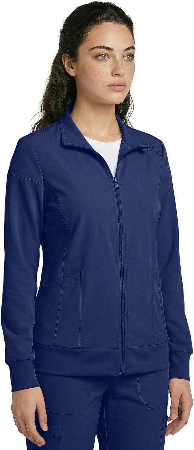 imageNatural Uniforms Womens ZipFront WarmUp Jacket 4Way Stretch MoistureWicking Contemporary FitMedical Scrubs JacketTrue Navy Blue