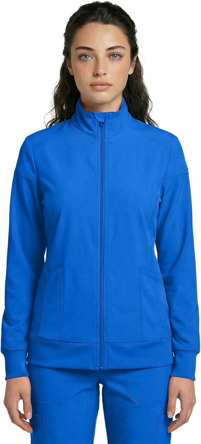 imageNatural Uniforms Womens ZipFront WarmUp Jacket 4Way Stretch MoistureWicking Contemporary FitMedical Scrubs JacketTrue Royal Blue