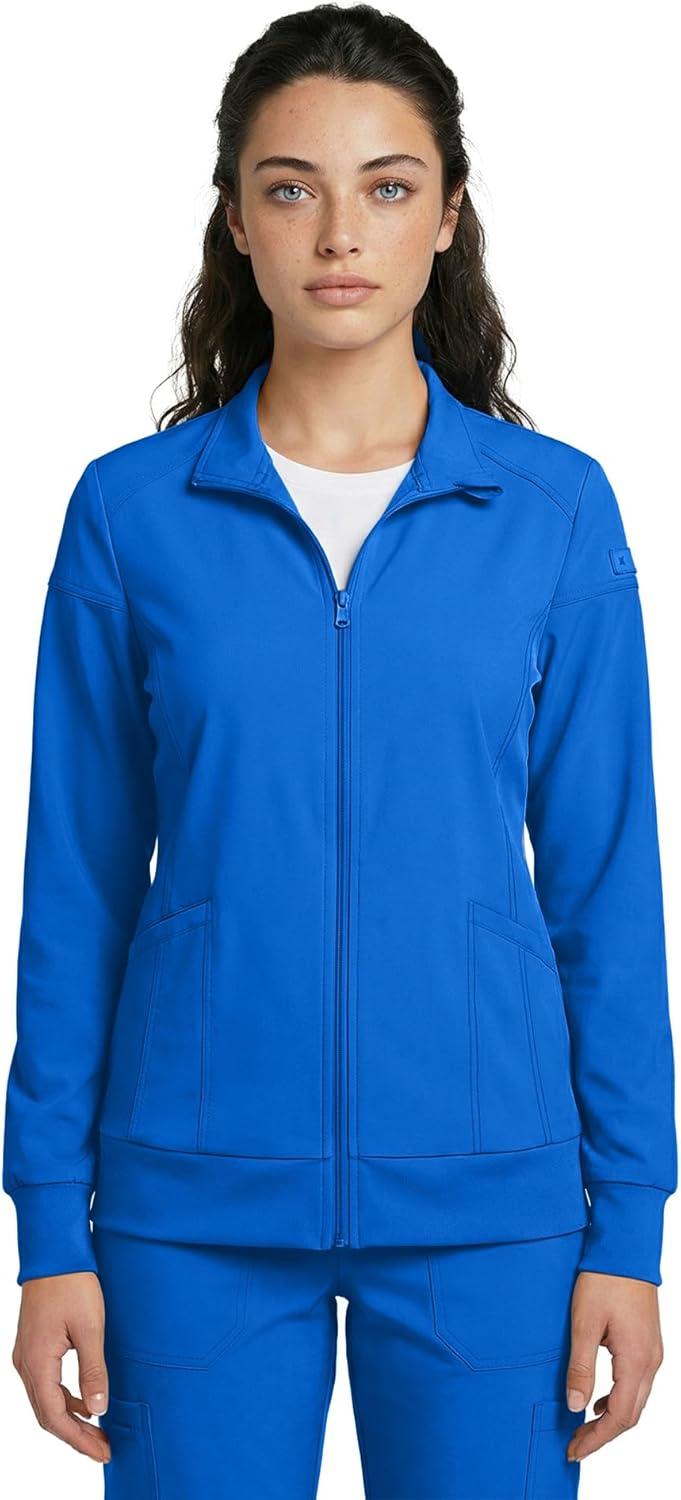 imageNatural Uniforms Womens ZipFront WarmUp Jacket 4Way Stretch MoistureWicking Contemporary FitMedical Scrubs JacketTrue Royal Blue