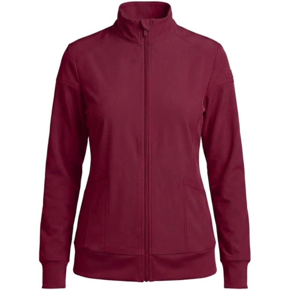 imageNatural Uniforms Womens ZipFront WarmUp Jacket 4Way Stretch MoistureWicking Contemporary FitMedical Scrubs JacketBurgundy