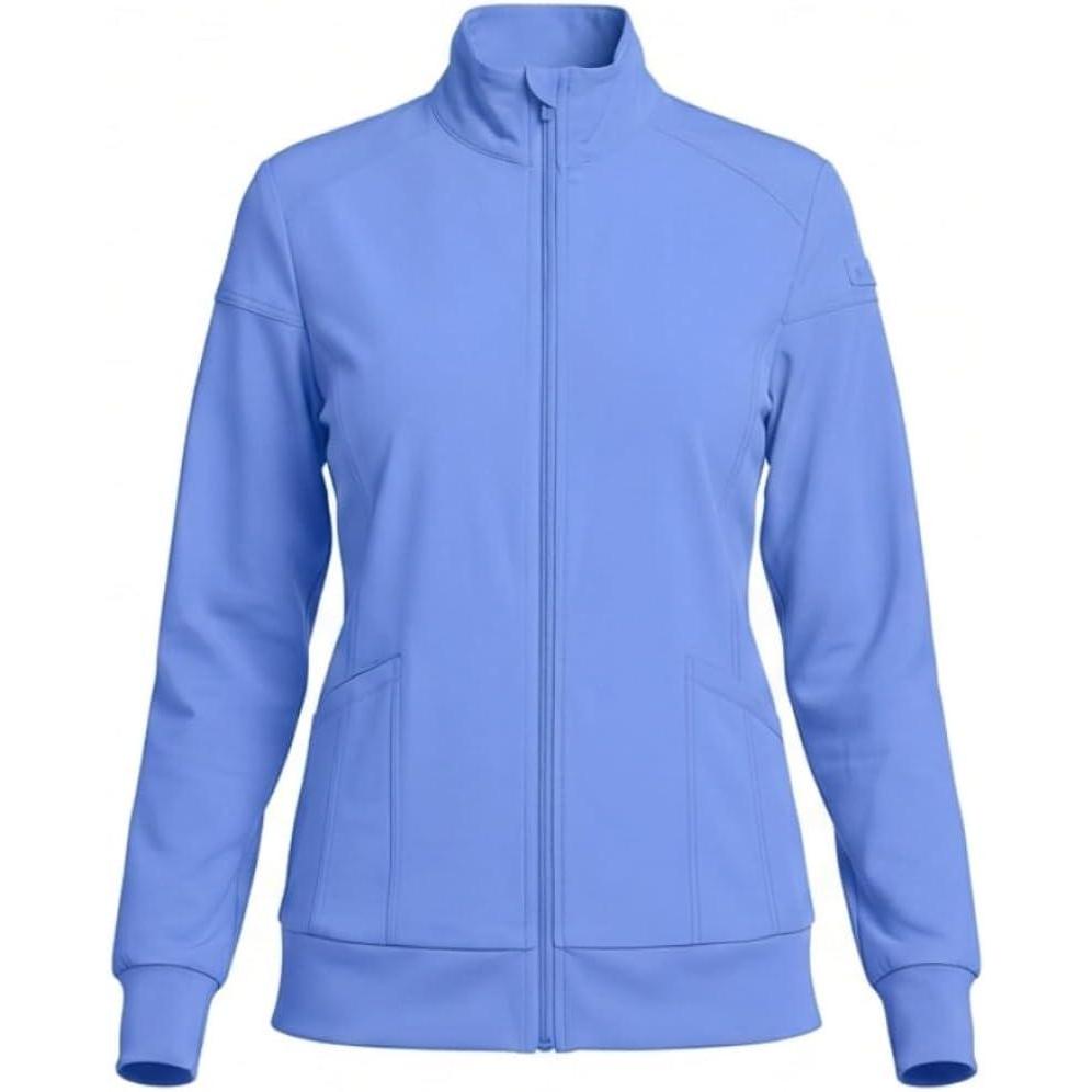 imageNatural Uniforms Womens ZipFront WarmUp Jacket 4Way Stretch MoistureWicking Contemporary FitMedical Scrubs JacketCeil Blue