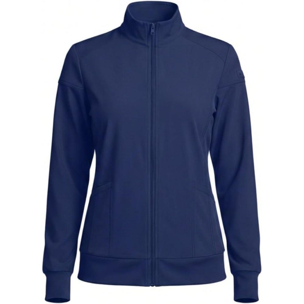 imageNatural Uniforms Womens ZipFront WarmUp Jacket 4Way Stretch MoistureWicking Contemporary FitMedical Scrubs JacketTrue Navy Blue