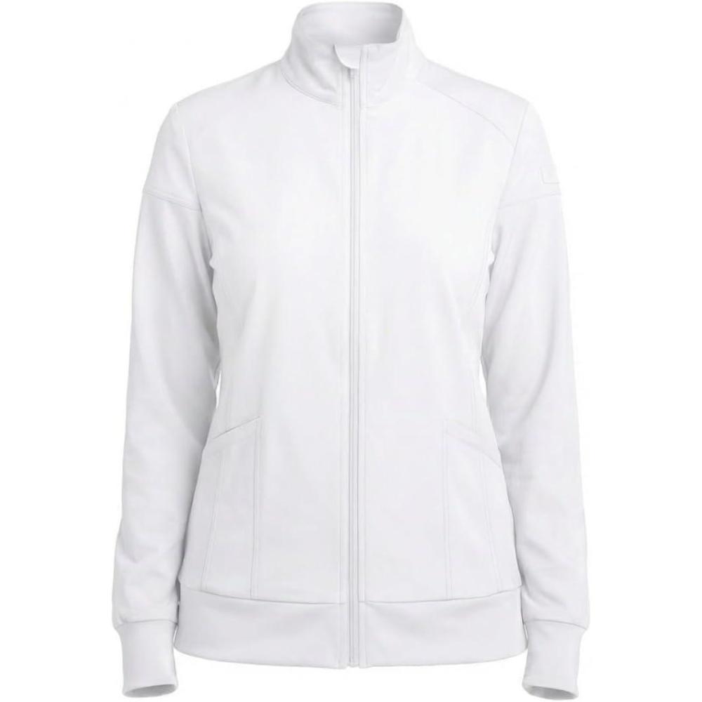 imageNatural Uniforms Womens ZipFront WarmUp Jacket 4Way Stretch MoistureWicking Contemporary FitMedical Scrubs JacketWhite