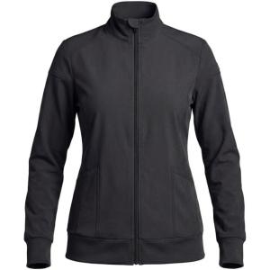 Natural Uniforms Women’s Zip-Front Warm-Up Jacket – 4-Way Stretch, Moisture-Wicking, Contemporary Fit–Medical Scrubs Jacket(Black)