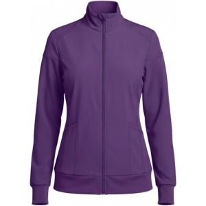 Natural Uniforms Women’s Zip-Front Warm-Up Jacket – 4-Way Stretch, Moisture-Wicking, Contemporary Fit–Medical Scrubs Jacket(Eggplant)