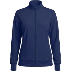 Natural Uniforms Women’s Zip-Front Warm-Up Jacket – 4-Way Stretch, Moisture-Wicking, Contemporary Fit–Medical Scrubs Jacket(True Navy Blue)