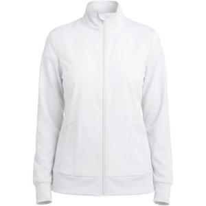 Natural Uniforms Women’s Zip-Front Warm-Up Jacket – 4-Way Stretch, Moisture-Wicking, Contemporary Fit–Medical Scrubs Jacket(White)