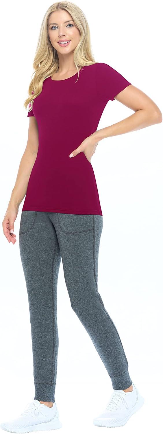 imageNatural Uniforms Womens Short Sleeve Underscrub TShirt Cotton Blend Scrub Base Layer for Nurses amp Medical ProfessionalsBurgundy