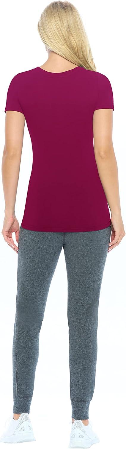 imageNatural Uniforms Womens Short Sleeve Underscrub TShirt Cotton Blend Scrub Base Layer for Nurses amp Medical ProfessionalsBurgundy
