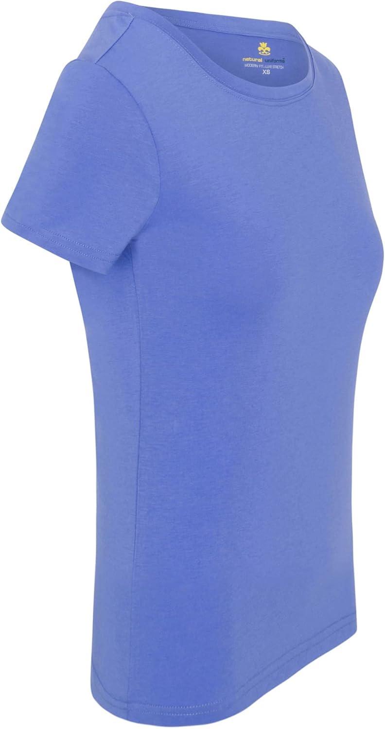 imageNatural Uniforms Womens Short Sleeve Underscrub TShirt Cotton Blend Scrub Base Layer for Nurses amp Medical ProfessionalsCeil Blue