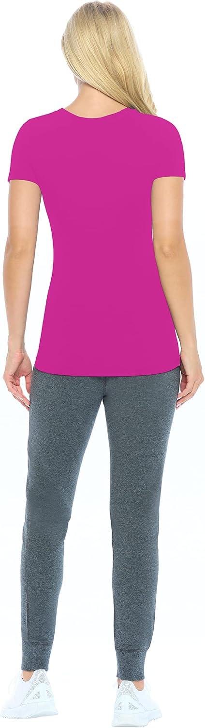 imageNatural Uniforms Womens Short Sleeve Underscrub TShirt Cotton Blend Scrub Base Layer for Nurses amp Medical ProfessionalsHot Pink