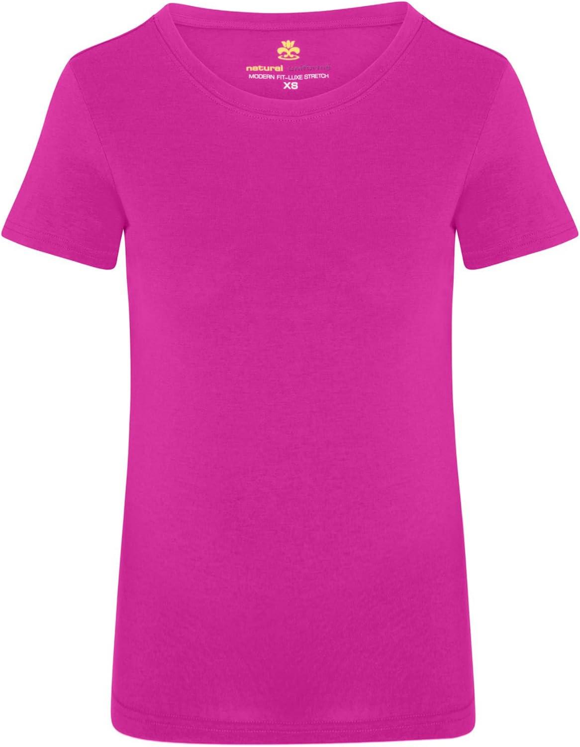 imageNatural Uniforms Womens Short Sleeve Underscrub TShirt Cotton Blend Scrub Base Layer for Nurses amp Medical ProfessionalsHot Pink