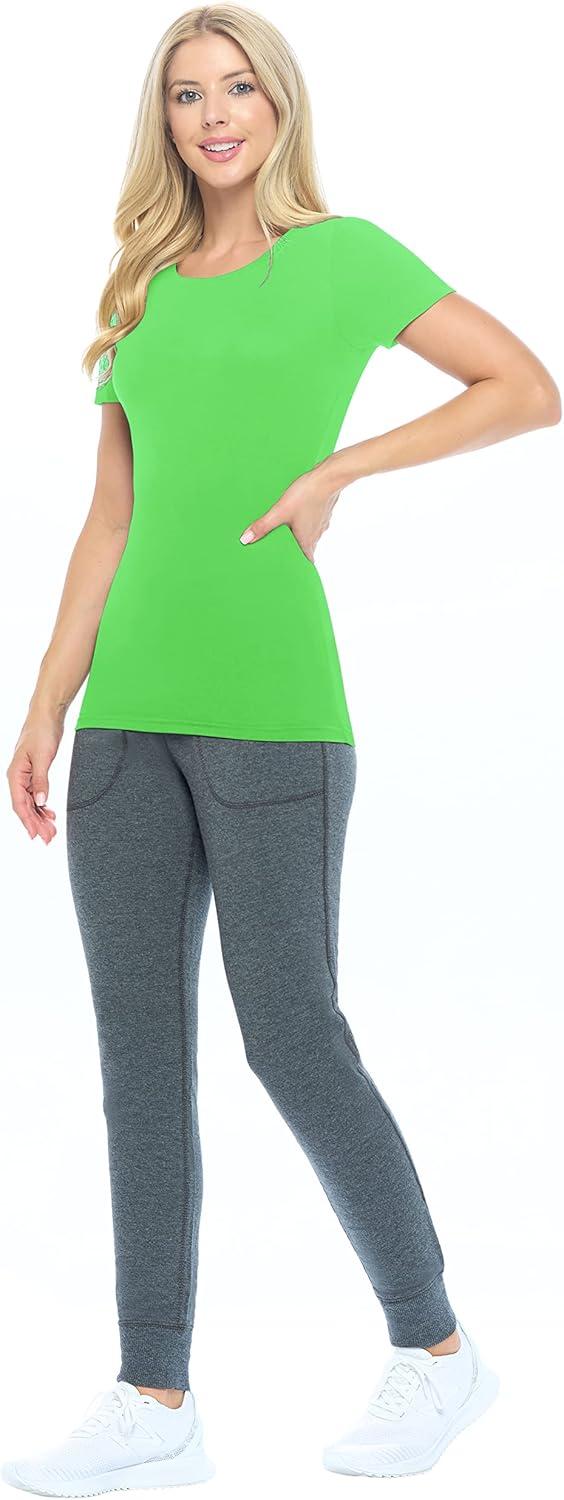 imageNatural Uniforms Womens Short Sleeve Underscrub TShirt Cotton Blend Scrub Base Layer for Nurses amp Medical ProfessionalsLime Green