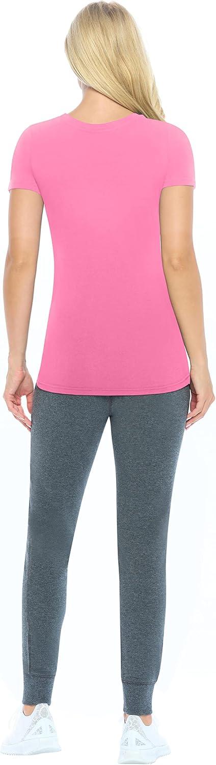 imageNatural Uniforms Womens Short Sleeve Underscrub TShirt Cotton Blend Scrub Base Layer for Nurses amp Medical ProfessionalsNeon Pink