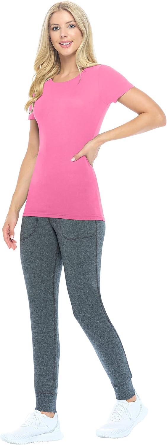 imageNatural Uniforms Womens Short Sleeve Underscrub TShirt Cotton Blend Scrub Base Layer for Nurses amp Medical ProfessionalsNeon Pink