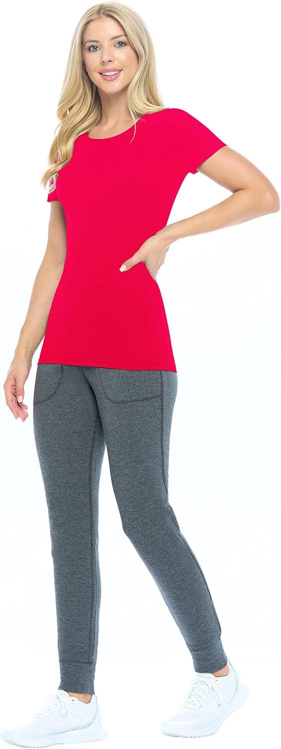 imageNatural Uniforms Womens Short Sleeve Underscrub TShirt Cotton Blend Scrub Base Layer for Nurses amp Medical ProfessionalsRed