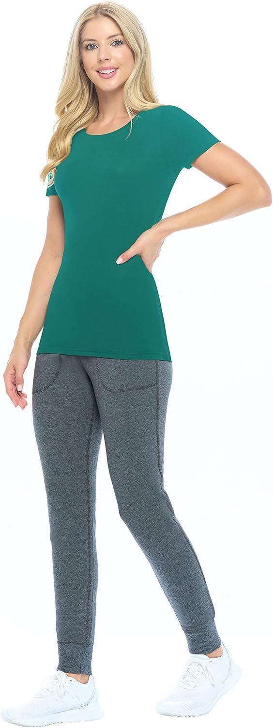 imageNatural Uniforms Womens Short Sleeve Underscrub TShirt Cotton Blend Scrub Base Layer for Nurses amp Medical ProfessionalsTrue Hunter Green