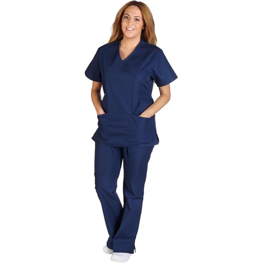 imageMampM Scrubs Women Mock WrapFlare Pant Set Medical Scrub SetRoyal Blue